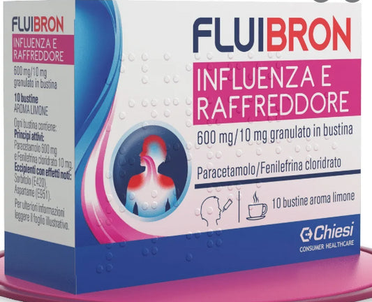FLUIBRON INFLUENZA E RAFFREDDORE*orale grat 10 bust 600 mg +10 mg