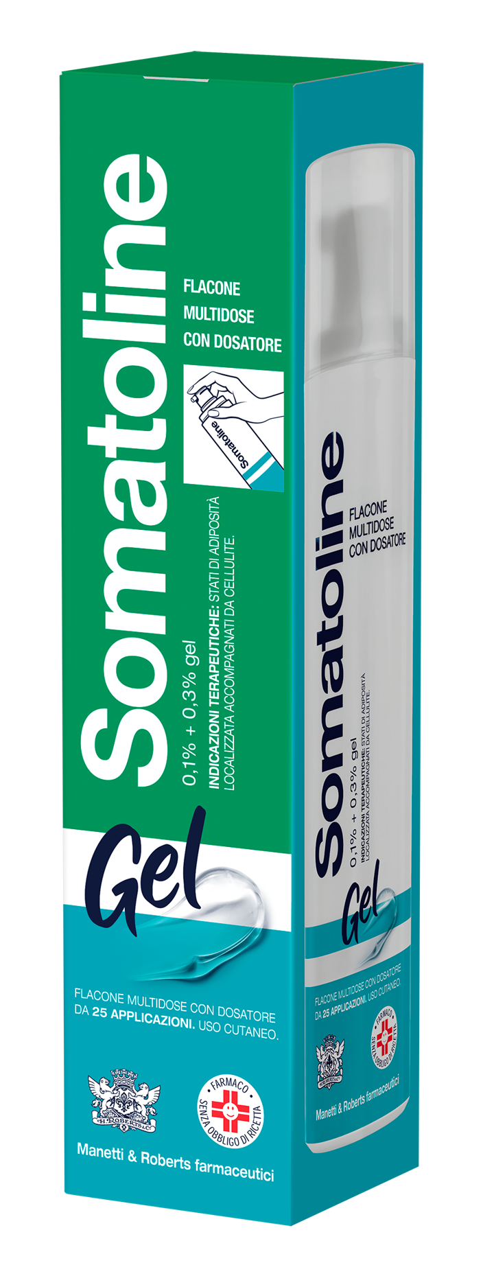 SOMATOLINE 0.1% + 0.3% GEL 1 PP BOTTLE OF 250 ML / 25 SPRAYS WITH BAG AND DISPENSER