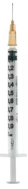 EXTRAFINE INSULIN SYRINGE TUB 1ML 100 IU REMOVABLE NEEDLE 26 GAUGE 0.45X12 MM 1 PIECE