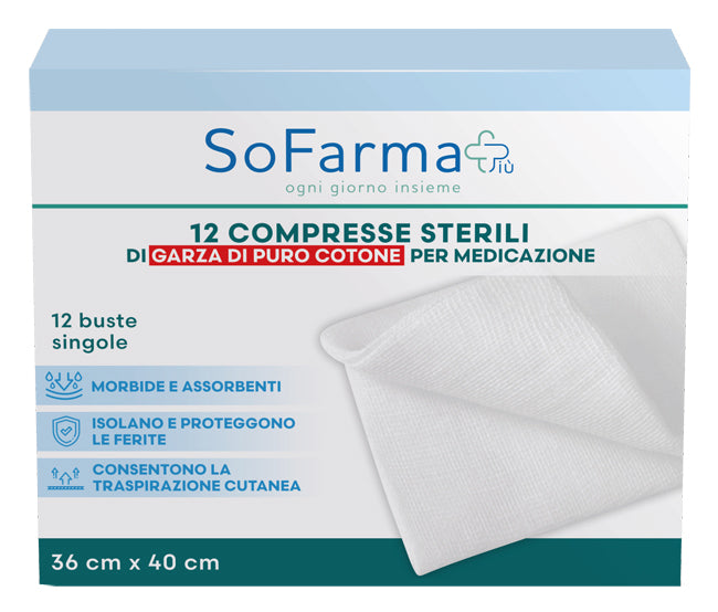 Cotton Compressed Gauze 36x40 cm 12 pieces sofarmapiu'