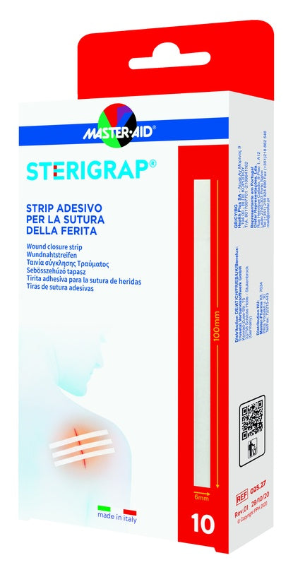 MASTER-AID STERIGRAP ADHESIVE STRIP FOR WOUND SUTURE 100X6 MM 10 PIECES