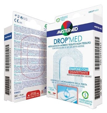 MASTER-AID DROP MED 10.5X18 HYPOALLERGENIC DERMOACTIVE SELF-ADHESIVE COMPRESSED DRESSING, 5 PIECES