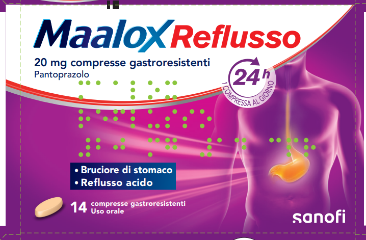 MAALOX REFLUSSO 20 MG COMPRESSE GASTRORESISTENTI 14 COMPRESSE IN BLISTER OPA/ALU/PVC-AL