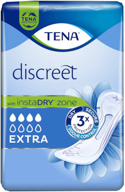 TENA DISCREET EXTRA LIGHT INCONTINENCE ABSORBENT 10 PIECES