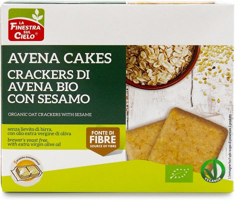 AVENACAKES OAT CRACKERS WITH SESAME ORGANIC VEGAN WITHOUT BREWER'S YEAST WITH EXTRA VIRGIN OLIVE OIL 250 G