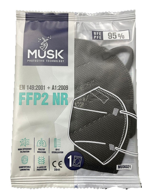 MUSK FFP2 MASK MUSK021 BLACK 10 PIECES