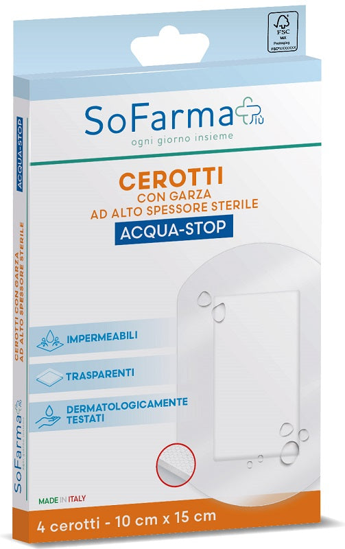 SOFARMAPIU' WATER STOP PLASTER 10X15 CM 4 PIECES