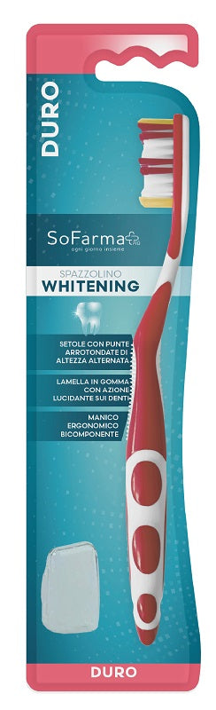 SOFARMAPIU' WHITE TOOTHBRUSH WITH HARD BRISTLES