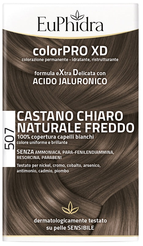 EUPHIDRA COLORPRO XD 507 NATURAL LIGHT BROWN F COLOR + ACTIVATOR + CONDITIONER + CAP + GLOVES