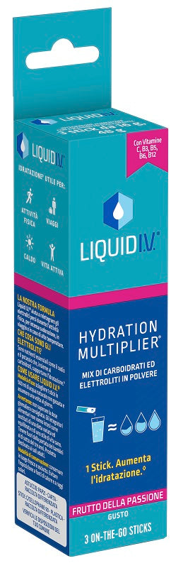LIQUID IV HYDRATION MULTIPLIER PASSION FRUIT 3 ON-THE-GO STICKS OF 12 G