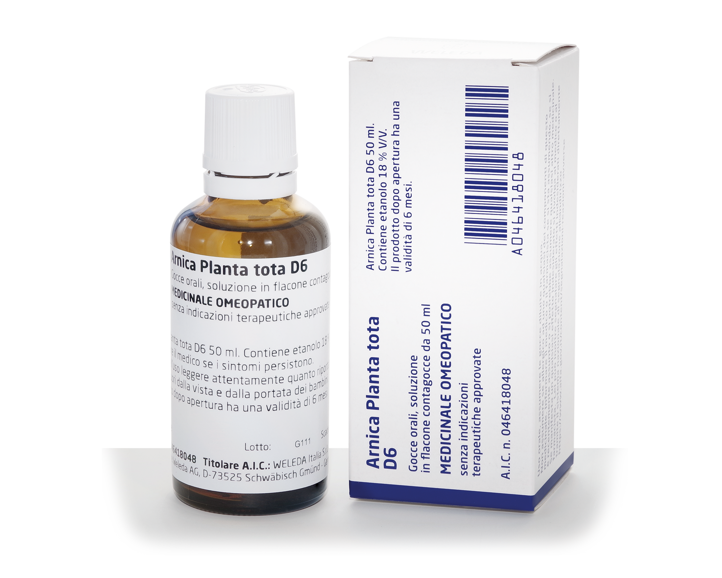 ARNICA PLANTA TOTA D6 ORAL DROPS SOLUTION 1 GLASS DROPPER BOTTLE 50 ML