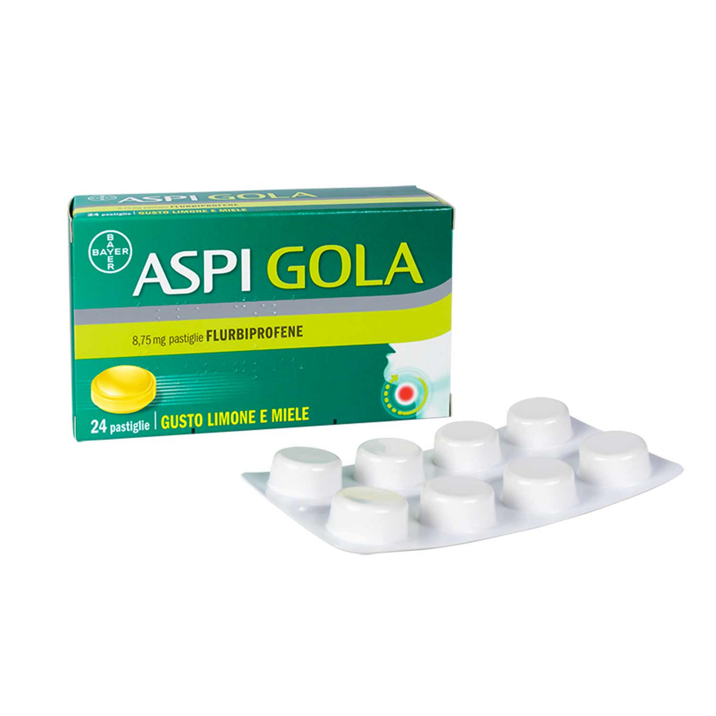 ASPI GOLA 8.75 MG HONEY LEMON FLAVOURED LOZENGES 24 LOZENGES IN PVC/PVDC/ALUMINIUM BLISTER