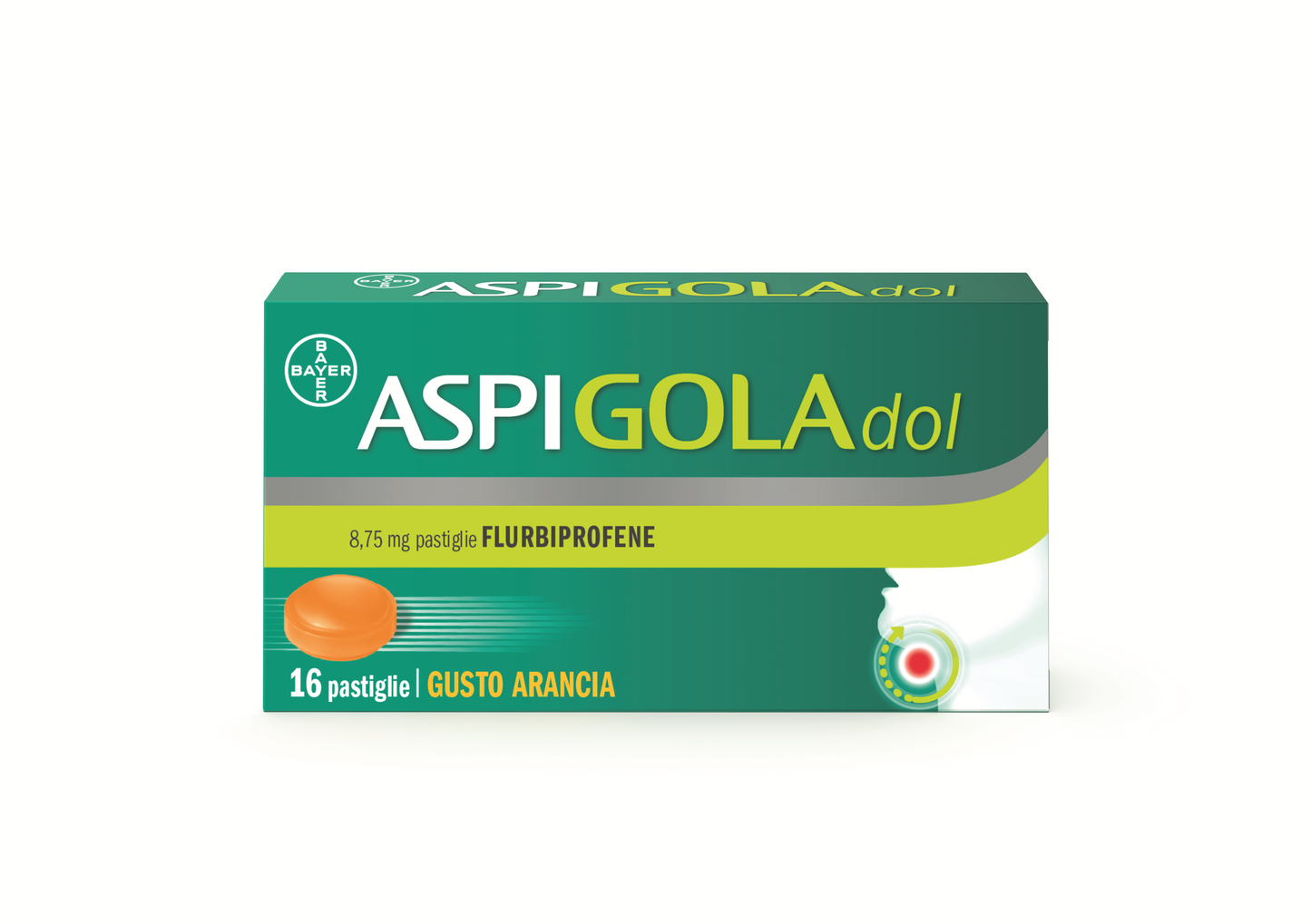 ASPIGOLADOL 8.75 MG ORANGE FLAVOURED LOZENGES 16 LOZENGES IN PVC-PVDC/AL BLISTER