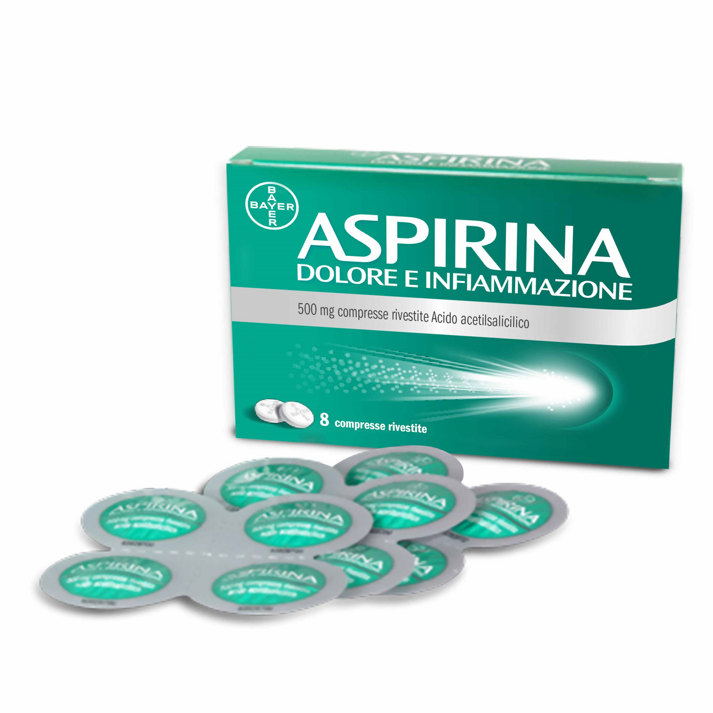 ASPIRIN PAIN INF "500 MG COATED TABLETS" 8 TABLETS IN AL/PE/PAPER BLISTER"