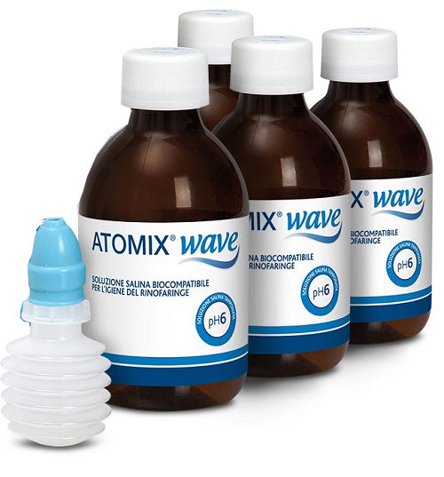 ATOMIX WAVE DEVICE FOR NAISOPHARYNGEAL HYGIENE ATOMIX SALINE SOLUTION 4 BOTTLES OF 250 ML