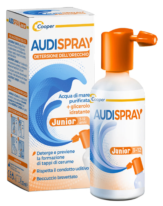 AUDISPRAY JUNIOR 3-12 YEARS HYPERTONIC SEA WATER SOLUTION SPRAY WITHOUT GAS EAR HYGIENE 25ML