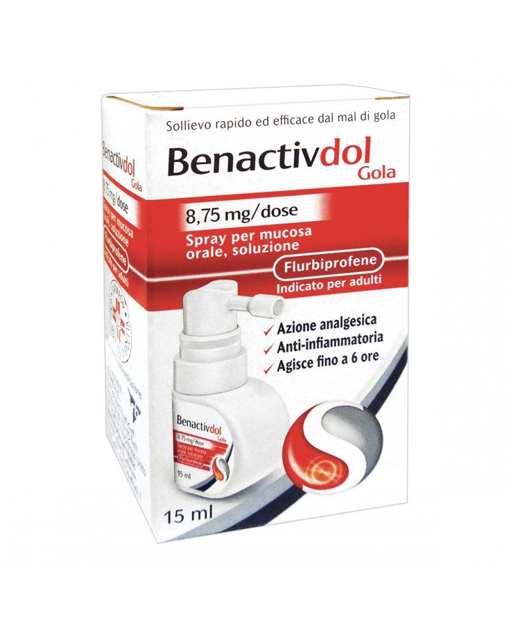 BENACTIVDOLMED 8,75 MG/ML SPRAY PER MUCOSA ORALE GUSTO LIMONE E MIELE 1 FLACONE IN HDPE DA 15 ML/83 EROGAZIONI CON POMPA DOSATRICE
