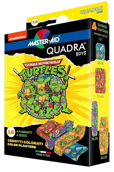 Master-Aid Quadra Boys Ninja Turtles Patch, 18 Assorted Pieces