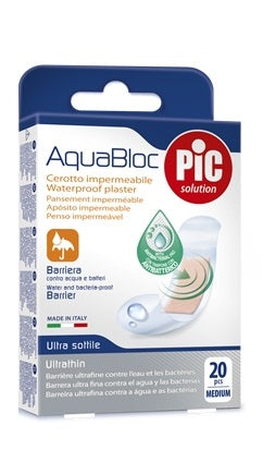 PIC AQUABLOC ANTIBACTERIAL PLASTER 19X72MM 20 PIECES