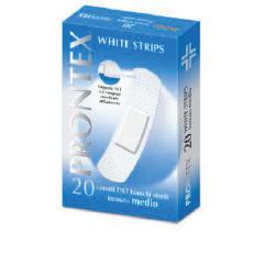 PRONTEX WHITE STRIPS PLASTER IN NON-WOVEN FABRIC WHITE STERILE BOX OF 20 MEDIUM PLASTERS
