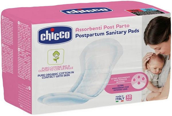 CHICCO POSTPARTUM SANITARY PADS BIO COTTON 10 PIECES