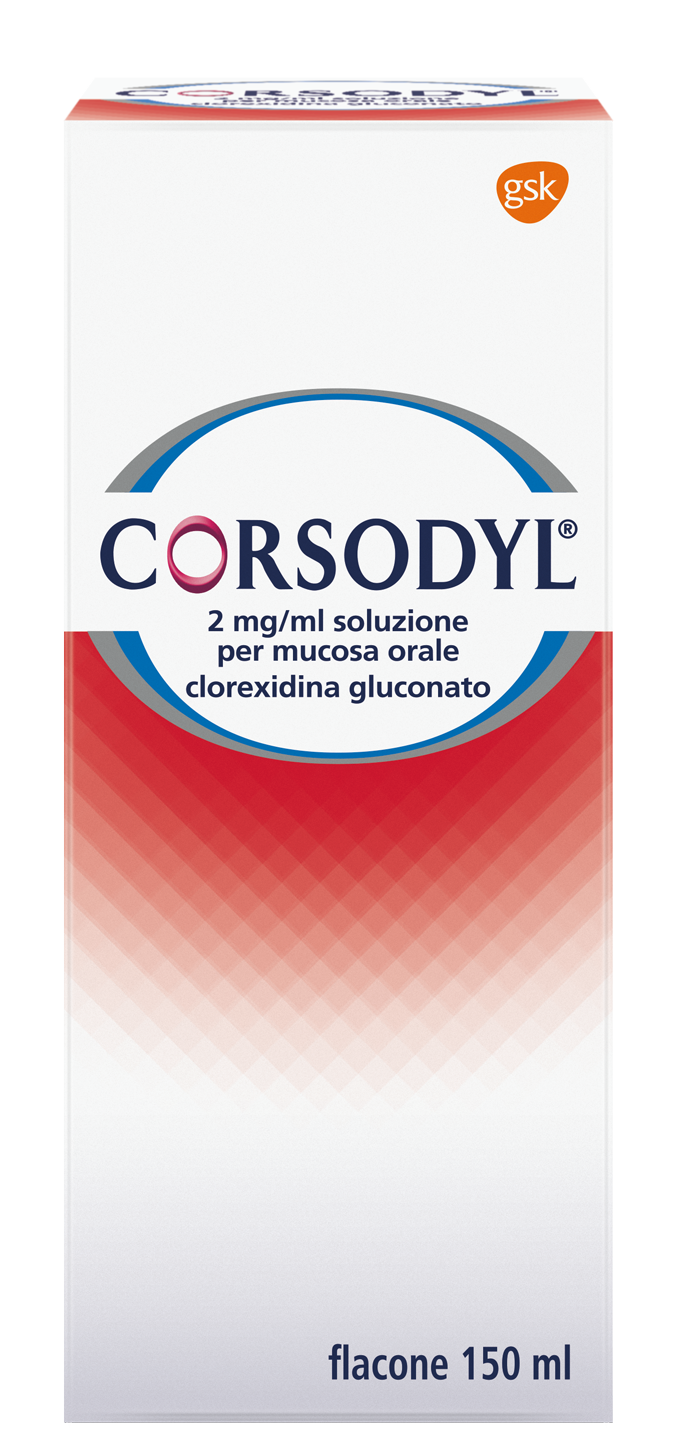 CORSODYL "200 MG/100 ML SOLUTION FOR ORAL MUCOSA" 150 ML BOTTLE"