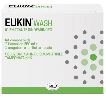 EUKIN WASH RHINOPHARYNGEAL SANITIZING KIT 2 BOTTLES OF 250 ML + NASAL BELLOWS DISPENSER