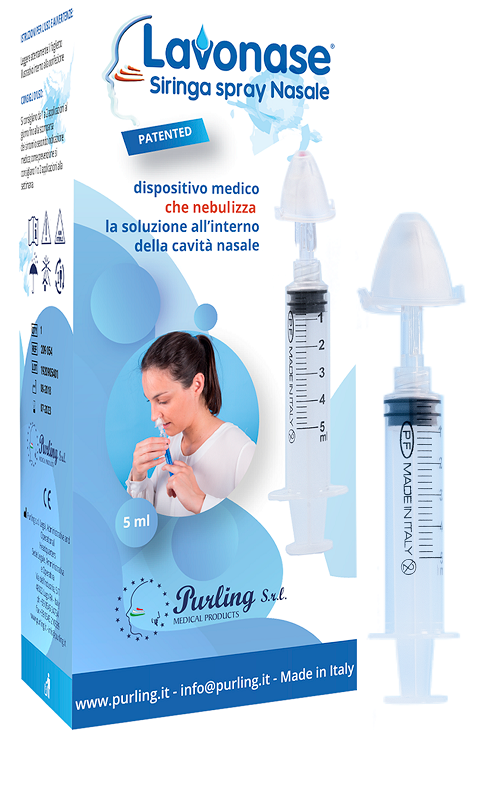LAVONASE NON-STERILE NASAL SPRAY SYRINGE 5 ML LUER-LOCK WITH CAP + NASAL NOZZLE WITH LUER-LOCK CONNECTOR + PERFORATOR WITH NON-RETURN VALVE WITH CAP