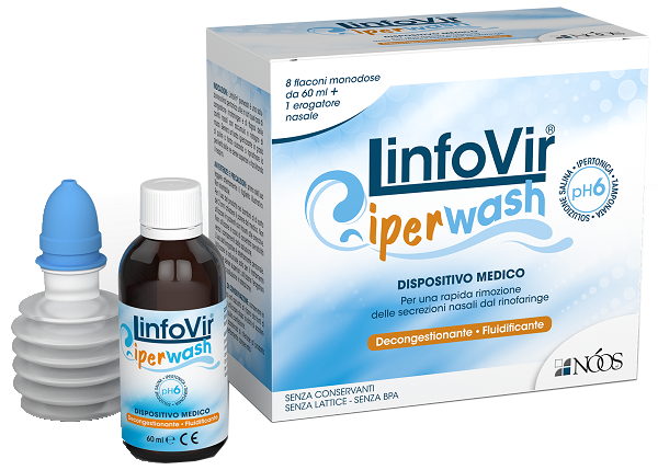 LINFOVIR IPERWASH HYPERTONIC BUFFERED SALINE SOLUTION 8 BOTTLES OF 60 ML + 1 NASAL DISPENSER