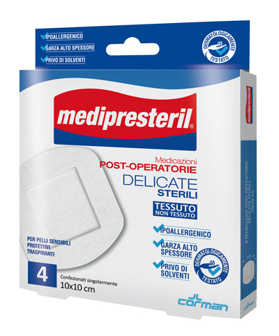 MEDIPRESTERIL DELICATE TNT POST-OPERATIVE DRESSING 10X10CM 5 PIECES