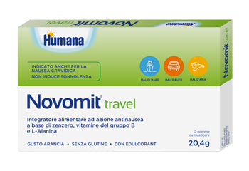 NOVOMIT TRAVEL 12 ORANGE FLAVOURED CHEWING GUMS