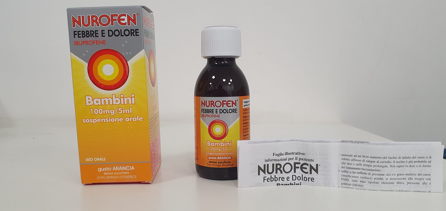 NUROFEN FEVER D CHILDREN 100 MG/5 ML ORAL SUSPENSION ORANGE FLAVOURED SUGAR FREE 150 ML BOTTLE WITH DOSING SYRINGE