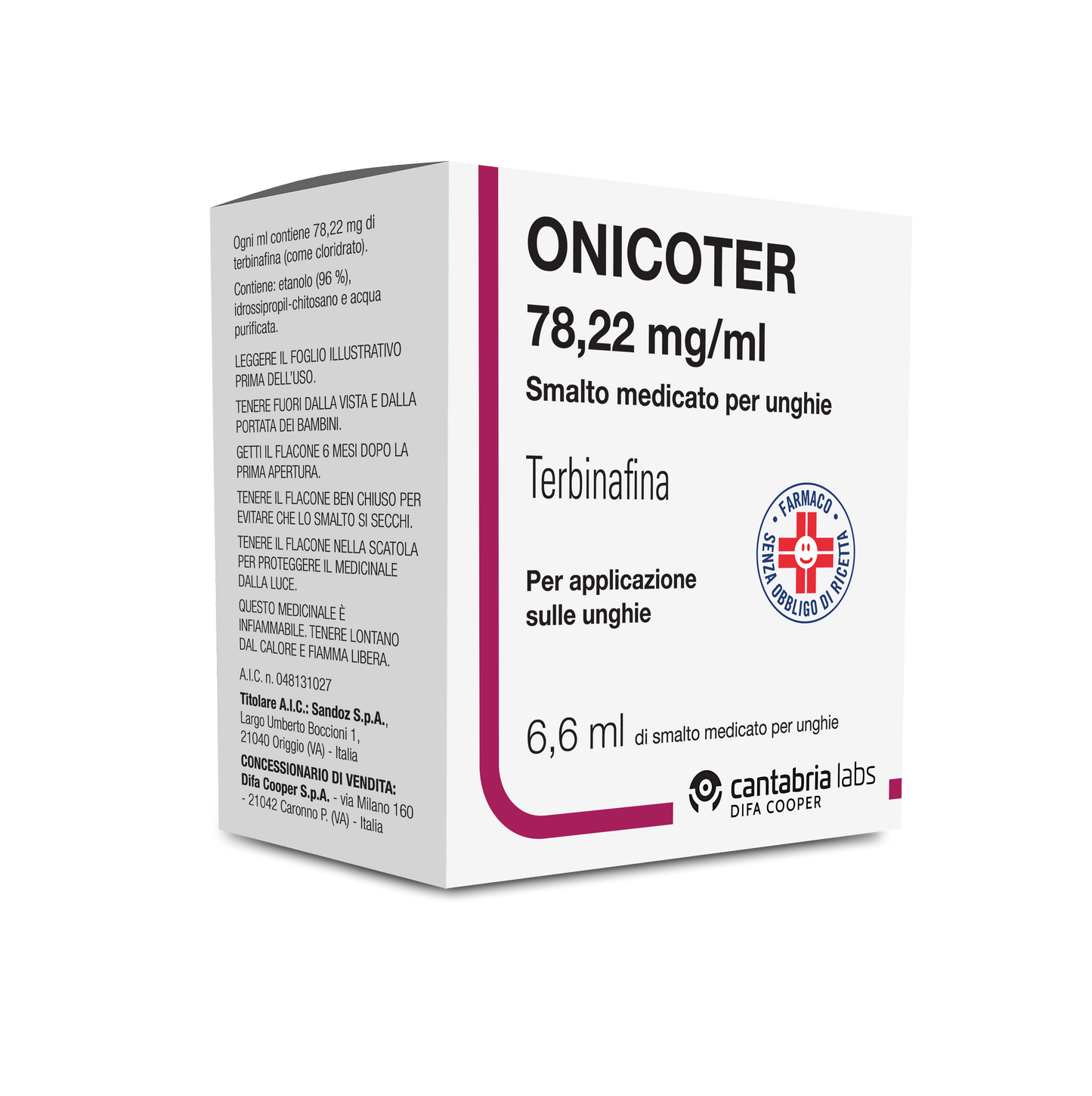 ONICOTER 78,22 MG/ML SMALTO MEDICATO PER UNGHIE 1 FLACONE IN VETRO DA 6,6 ML CON APPLICATORE