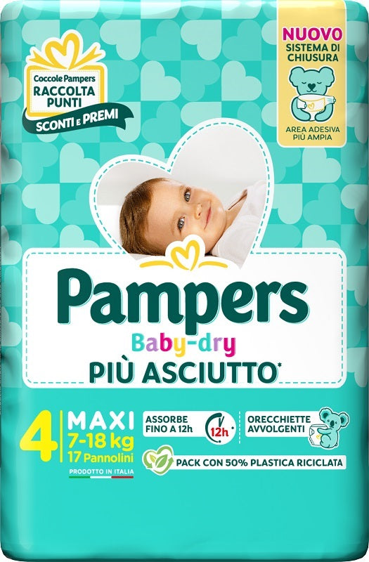 PAMPERS BABY DRY DIAPER DOWNCOUNT MAXI 17 PIECES