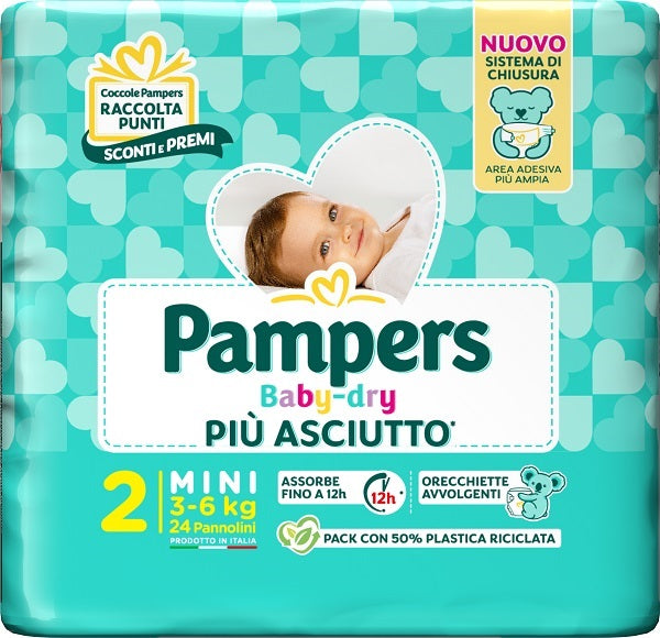 Pampers Baby Dry Diaper Downcount Mini 24 Pieces