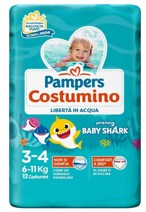 PAMPERS BABY SHARK SWIMSUIT CP S3-4 12 PIECES