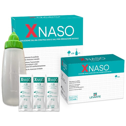 SALINE SOLUTION WITH PEG 3350 AND SALTS FOR NASAL IRRIGATION XNASO 30 SACHETS + 1 DISPENSER