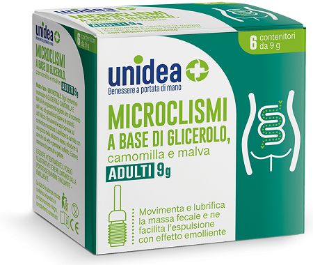 UNIDEA MICROENEMA FOR ADULTS 9G GLYCEROL CHAMOMILE AND MALLOW 6 PIECES