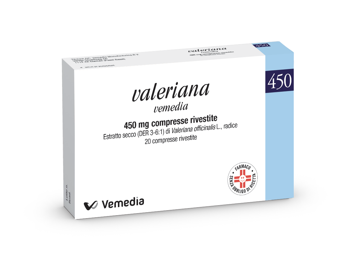 VALERIANA VEMEDIA 450 MG COMPRESSE RIVESTITE 20 COMPRESSE IN BLISTER PVC/PVDC-AL