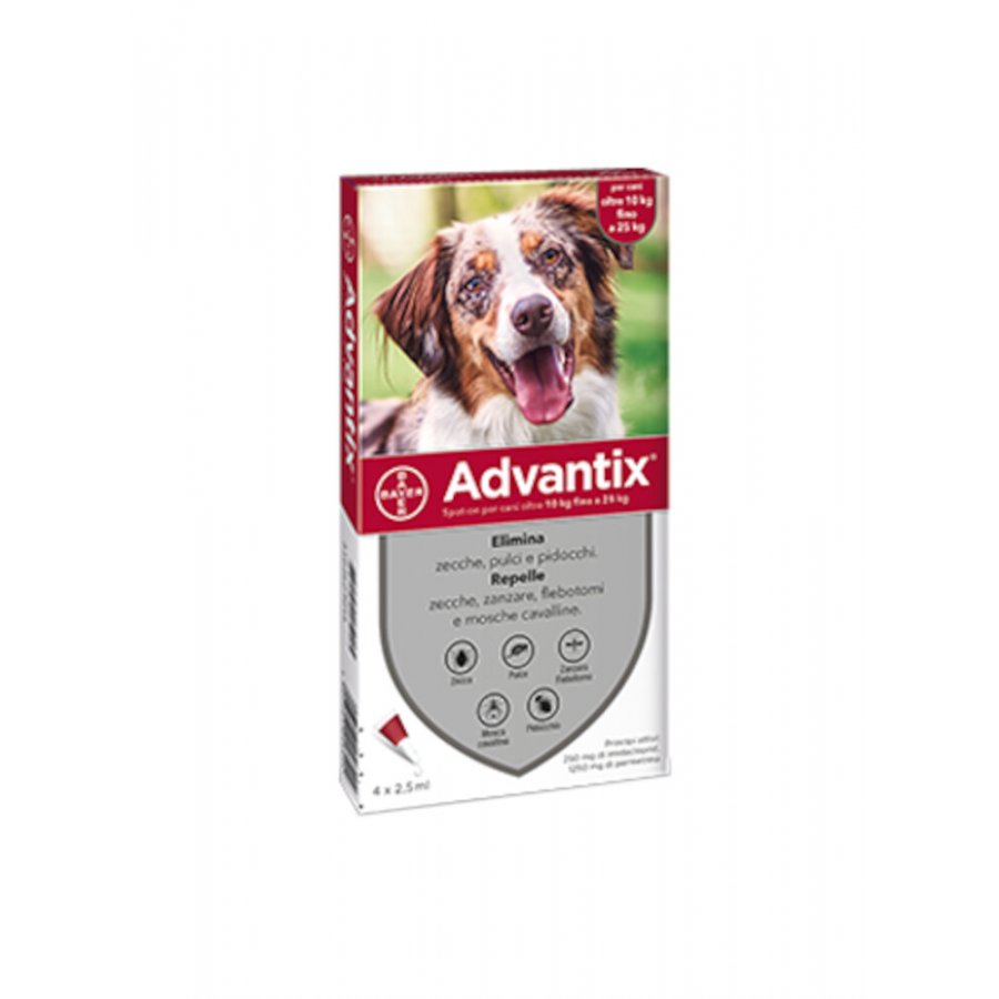 ADVANTIX SPOT ON*soluz 6 pipette 2,5 ml 250 mg + 1.250 mg cani da 10 a 25 kg