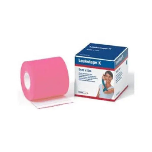BENDA ADESIVA ACTIMOVE LEUKOTAPE K TAPING FISIOTERAPICO LARGHEZZA 5 CM LUNGHEZZA 5 M COLORE ROSA IN ROTOLO
