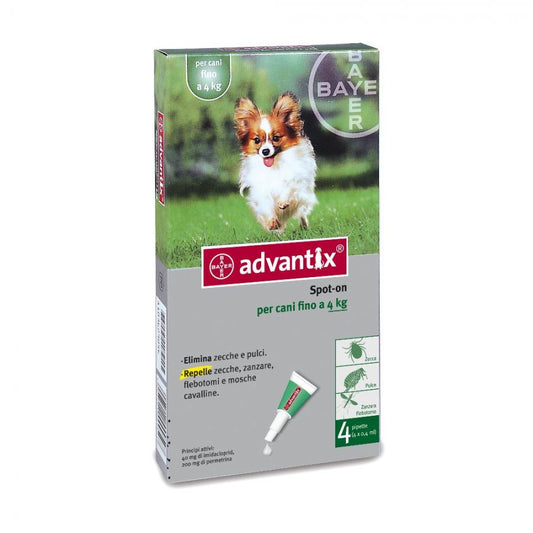 ADVANTIX SPOT ON*soluz 4 pipette 0,4 ml 40 mg + 200 mg canifino a 4 Kg