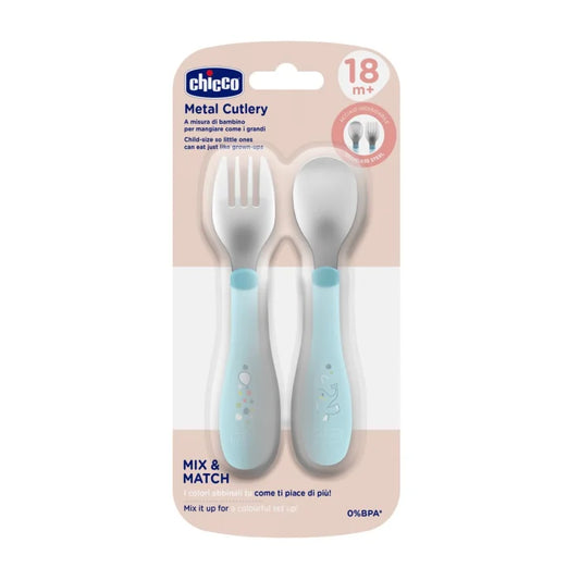 Chicco stainless steel cutlery 18m+ blue