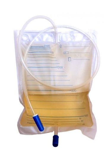 2 LITER URINE COLLECTION BED BAG WITH 130 CM DRAIN TUBE 10 PIECES
