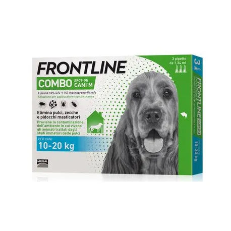 FRONTLINE COMBO SPOT-ON CANI M*soluz 3 pipette 1,34 ml 134 mg + 120,6 mg cani da 10 a 20 Kg