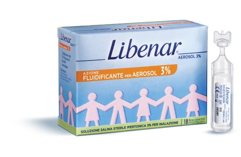 SOLUZIONE SALINA IPERTONICA 3% LIBENAR PER INALAZIONE CON AEROSOL 18 FLACONCINI MONOUSO X 4ML