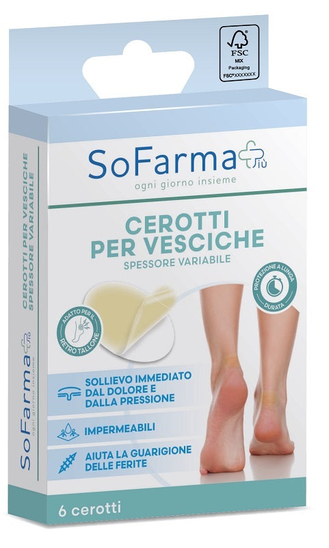 Sofarmapiu' 6-piece oval heel blister patch, 44x66 mm