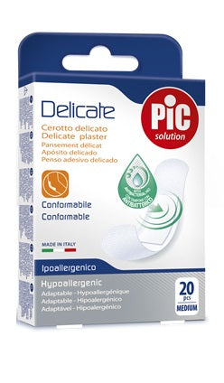 PIC DELICATE PLASTER 19X72 MM ANTIBACTERIAL 20 PIECES
