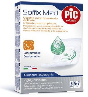 PIC SOFFIX MED TNT PLASTER WITH STERILE DISPOSABLE ABSORBENT CENTRAL PAD 5X7 CM ANTIBACTERIAL 5 PIECES