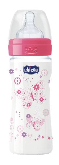 CHICCO BIBERON WELL BEING IN POLIPROPILENE GIRL DA 250 ML MEDIUM SILICONE ITA